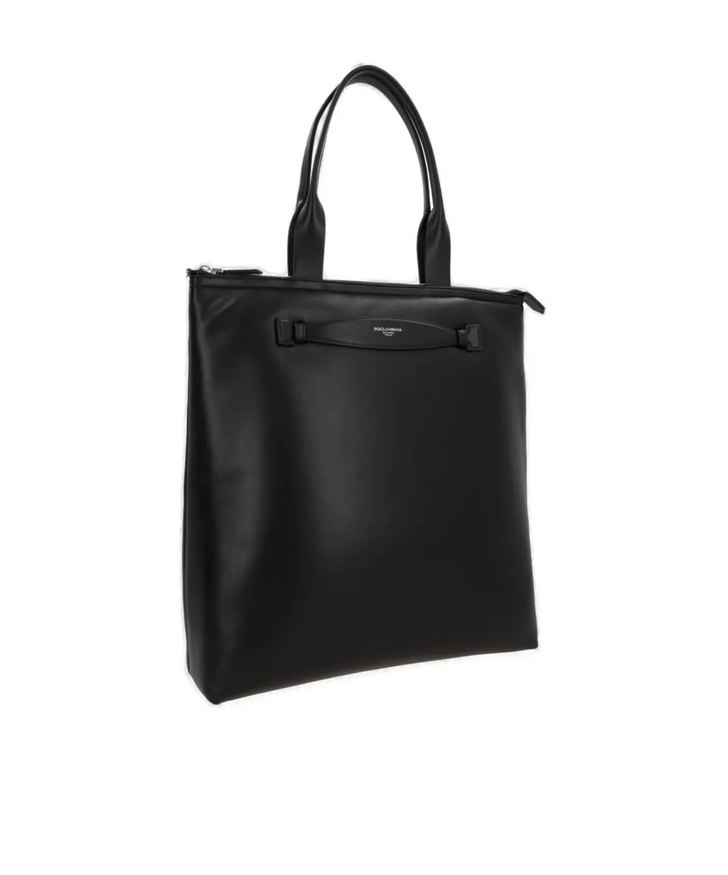 Logo Printed Zipped Tote Bag