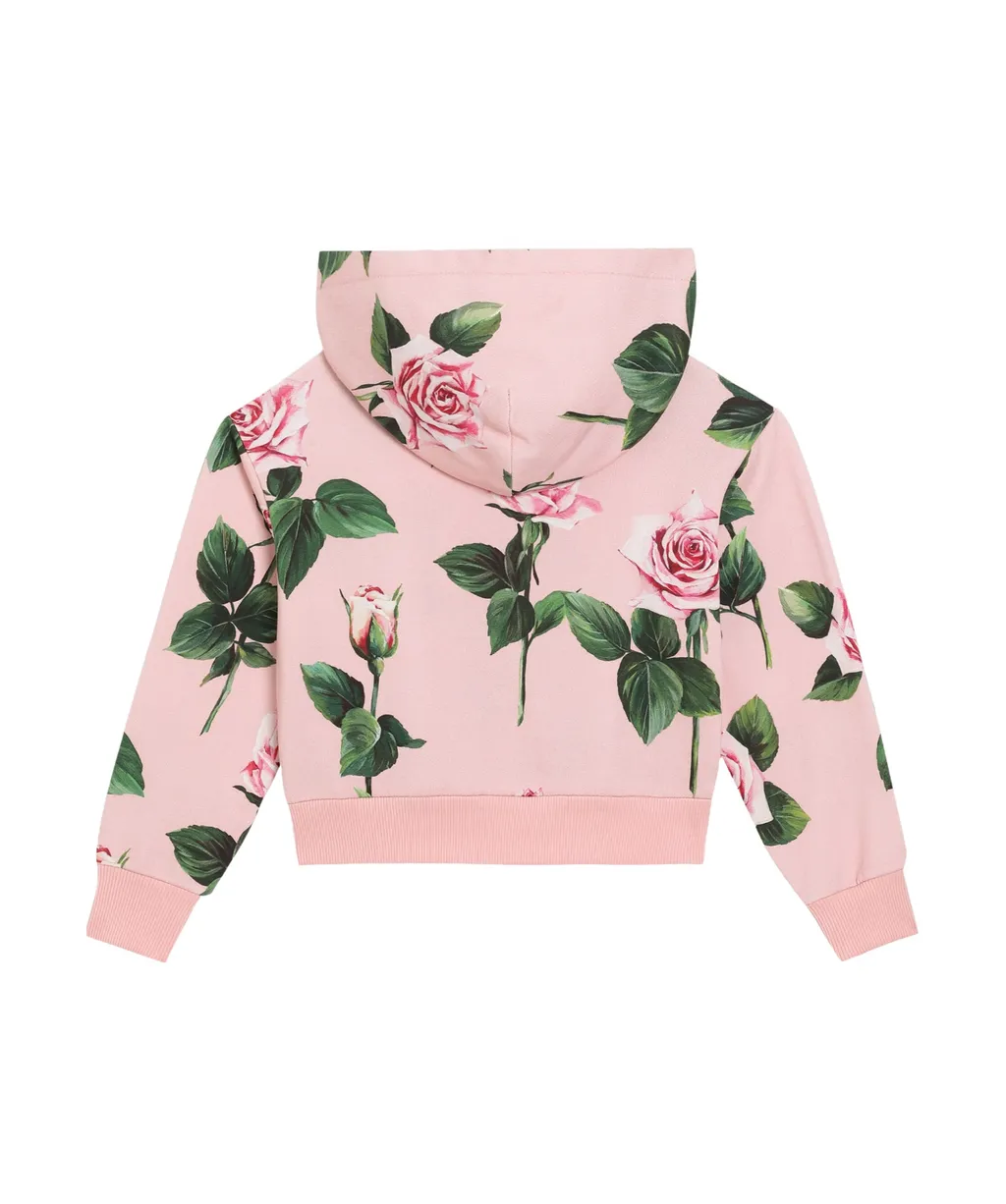 Floral Printed Zipped Hoodie