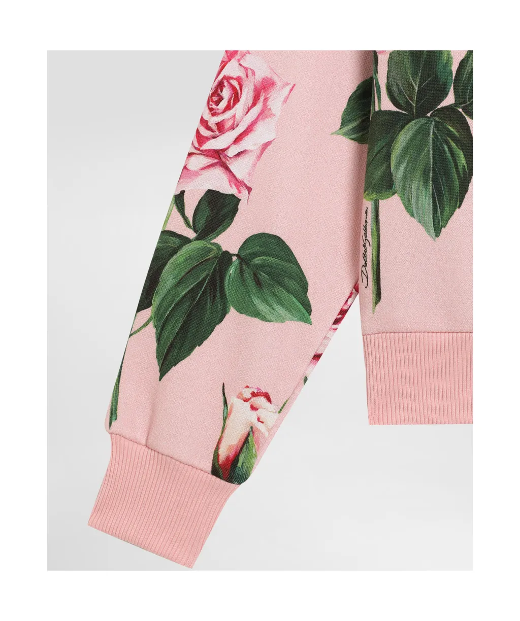 Floral Printed Zipped Hoodie