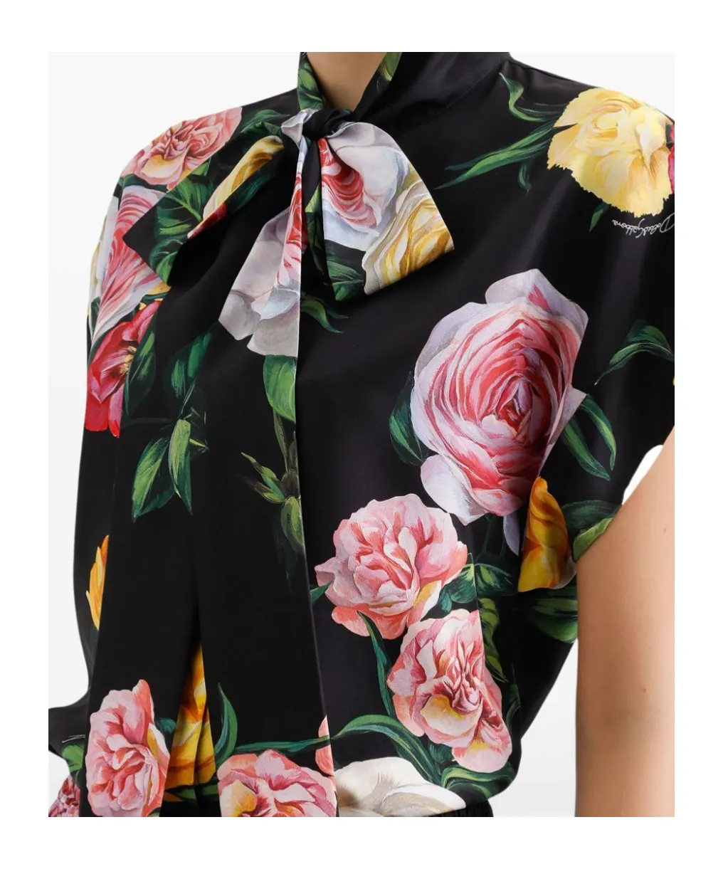 Floral Printed Habotai Shirt