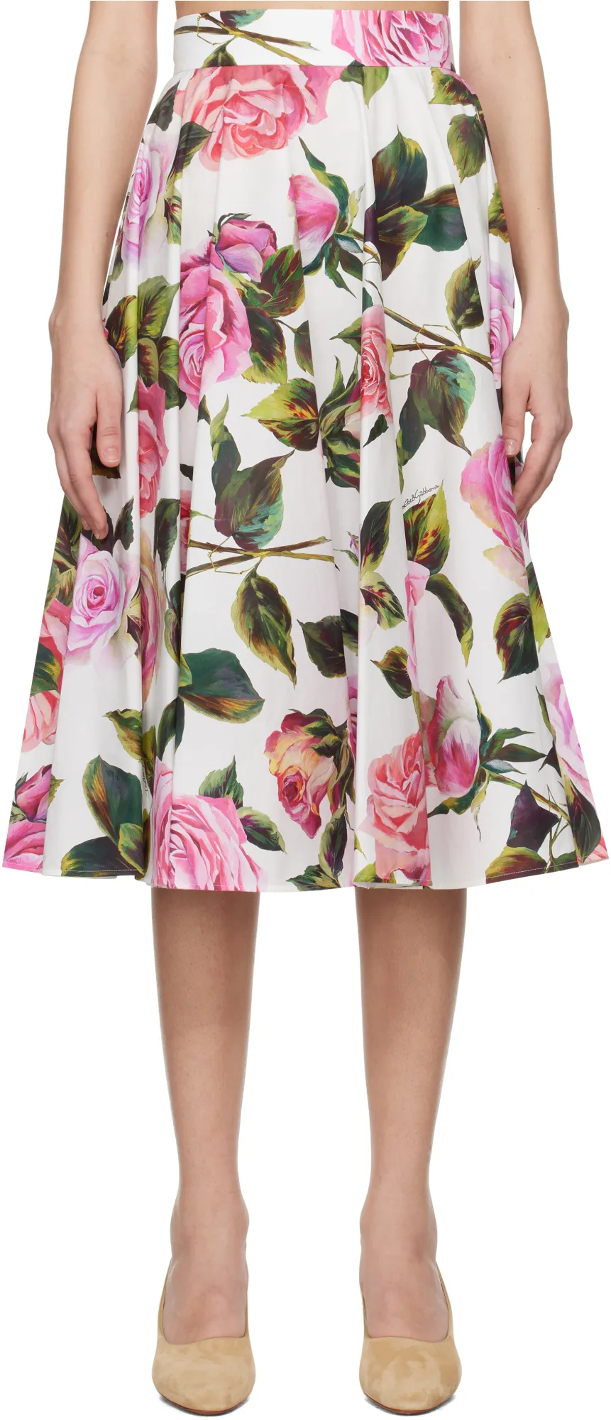 Floral Printed Flared Midi Skirt