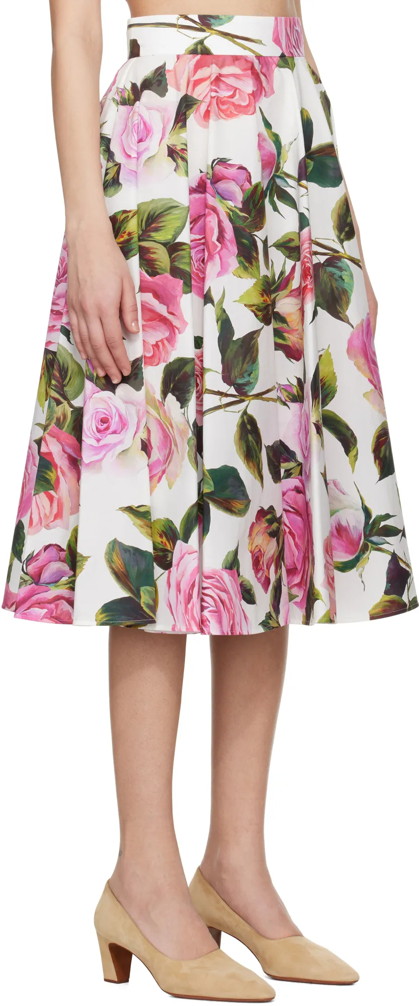 Floral Printed Flared Midi Skirt