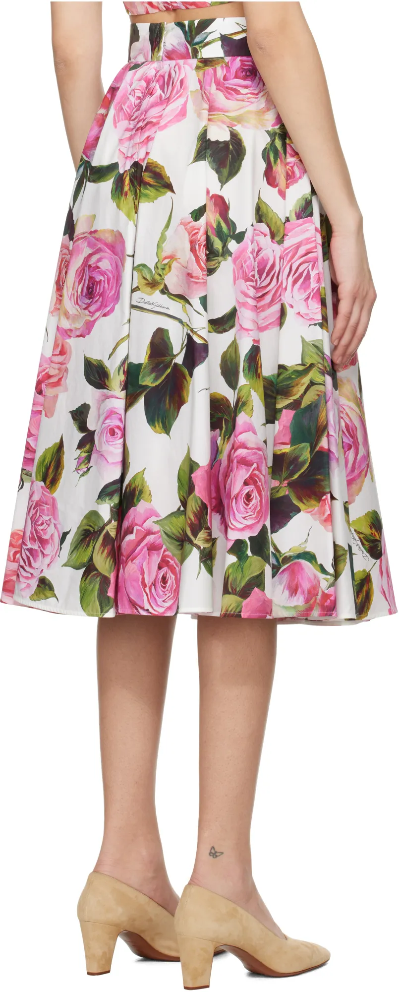 Floral Printed Flared Midi Skirt