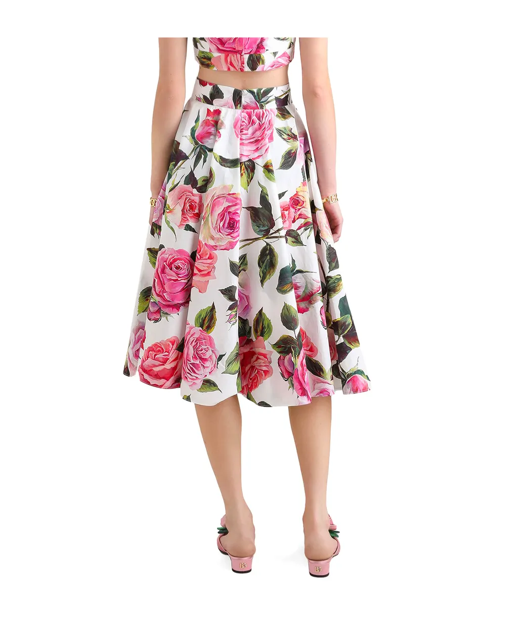 Floral Printed Flared Midi Skirt