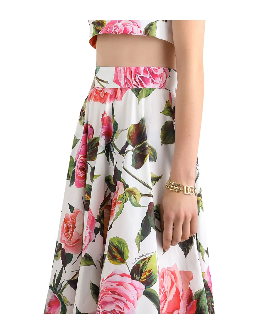 Floral Printed Flared Midi Skirt