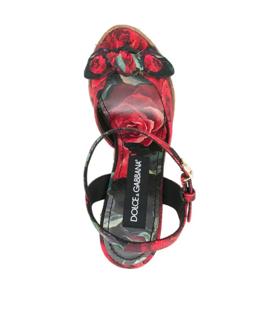 Floral Motif Wedge Sandals