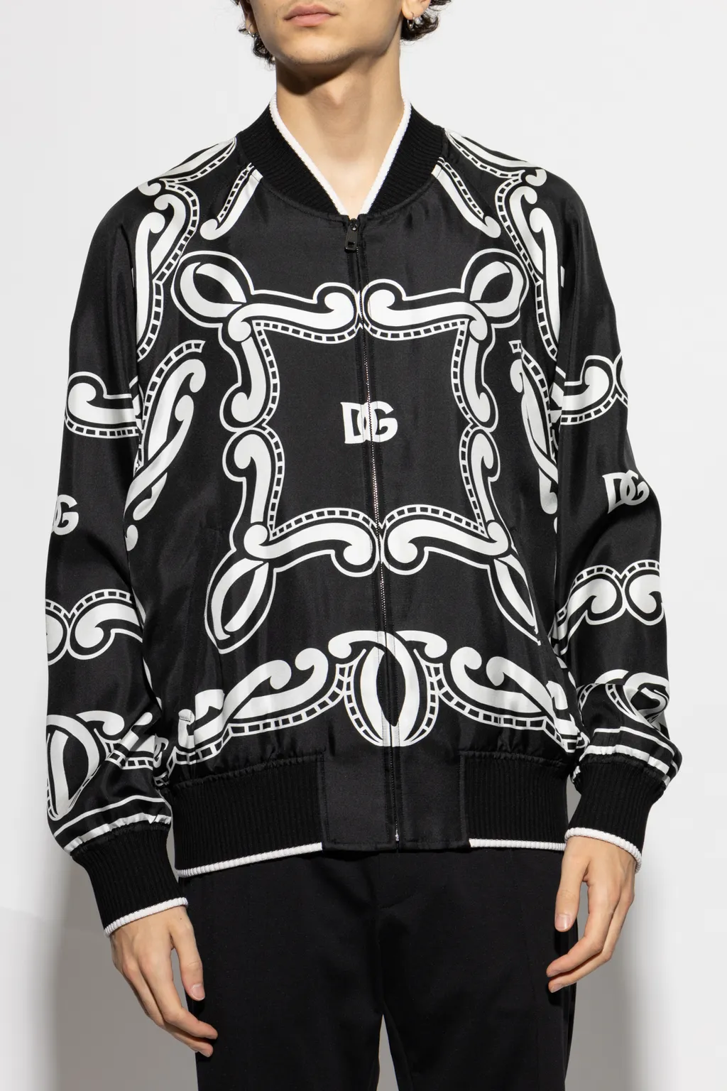 Bandana Printed Zipped Bomber Jacket