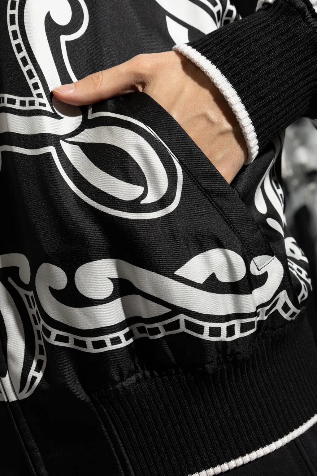 Bandana Printed Zipped Bomber Jacket