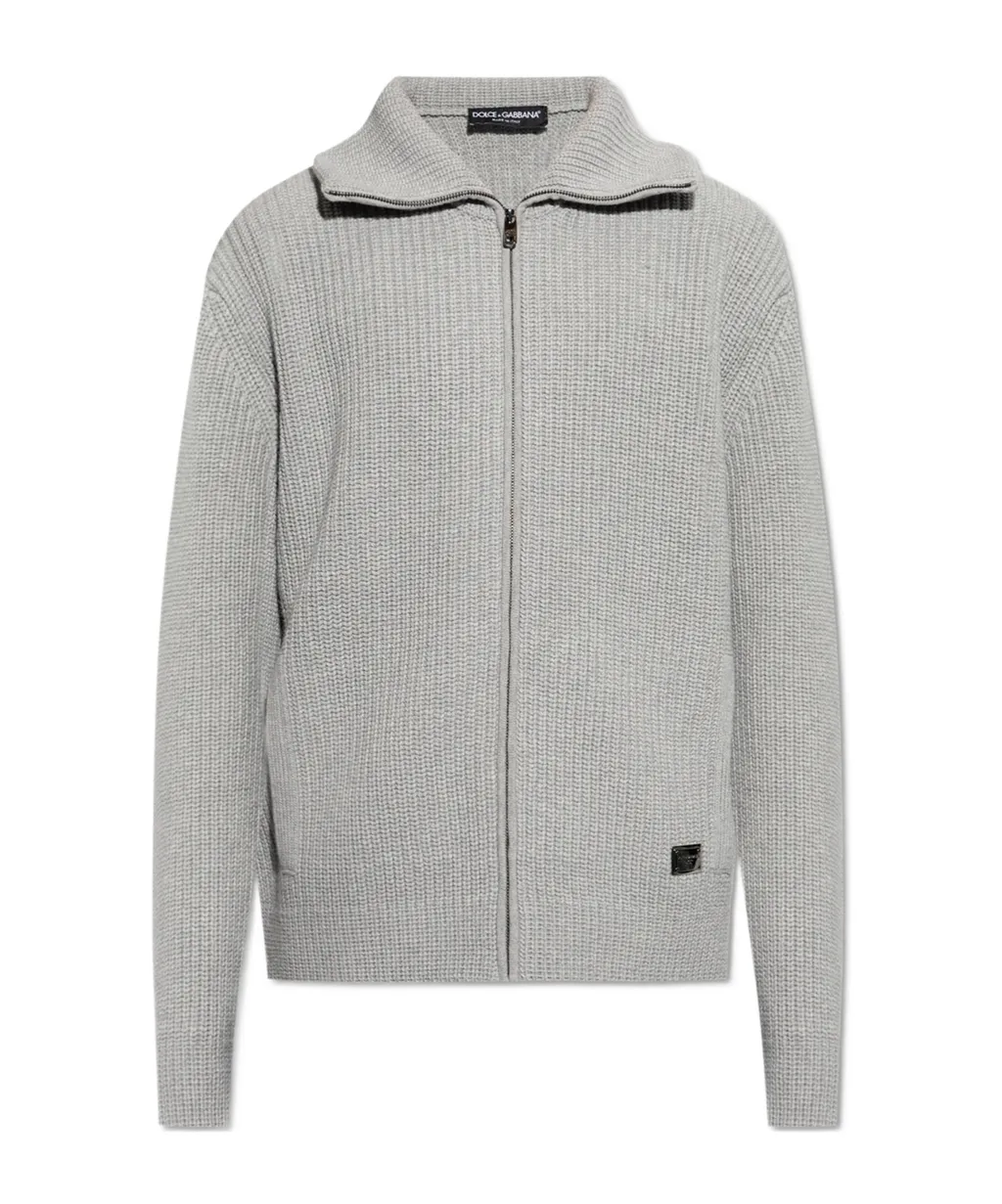 Logo Plaque Zipped Cardigan