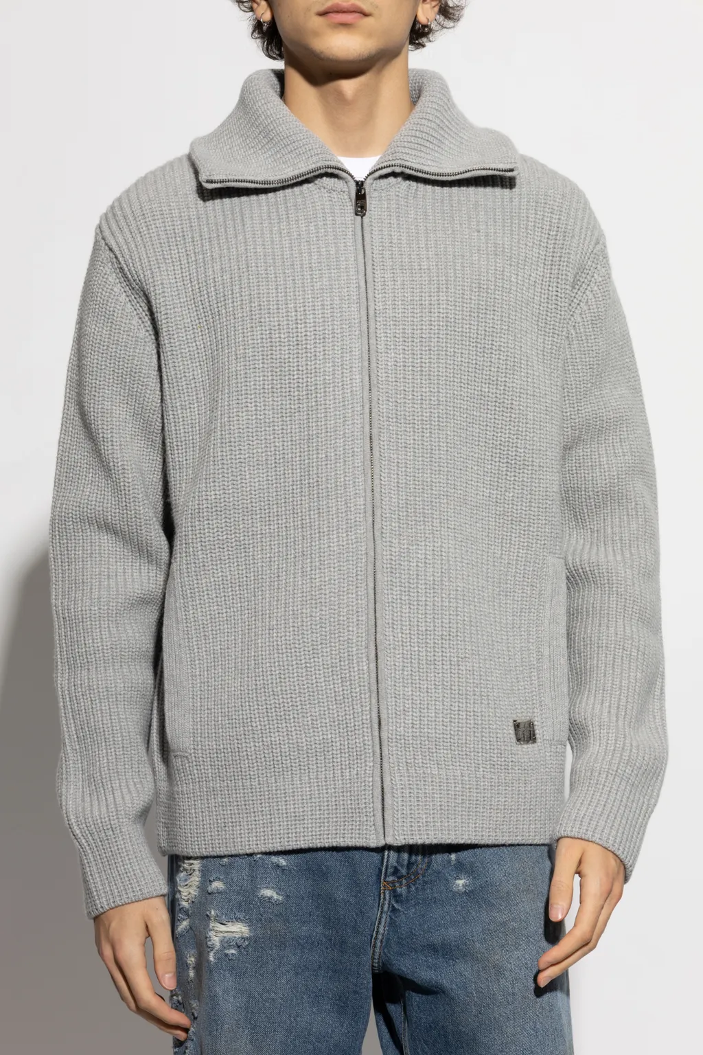Logo Plaque Zipped Cardigan