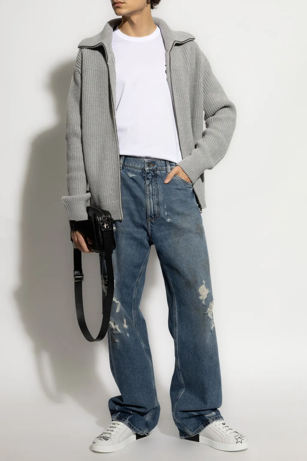 Logo Plaque Zipped Cardigan