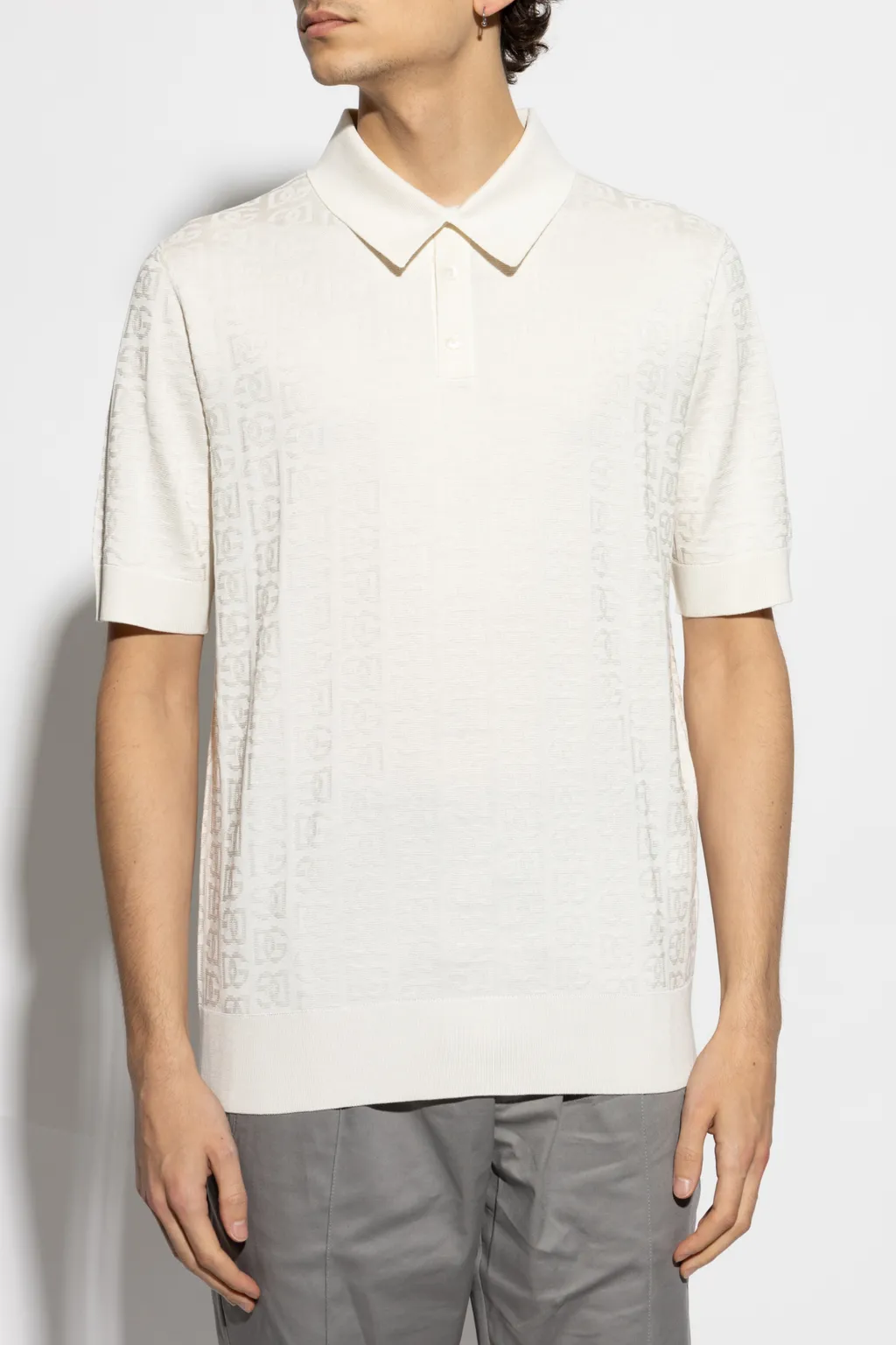 Dg Logo Jacquard Knitted Polo Shirt