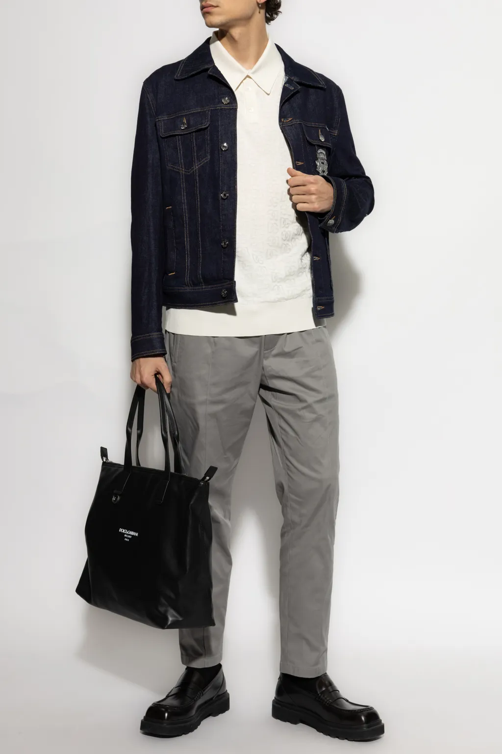Dg Logo Jacquard Knitted Polo Shirt