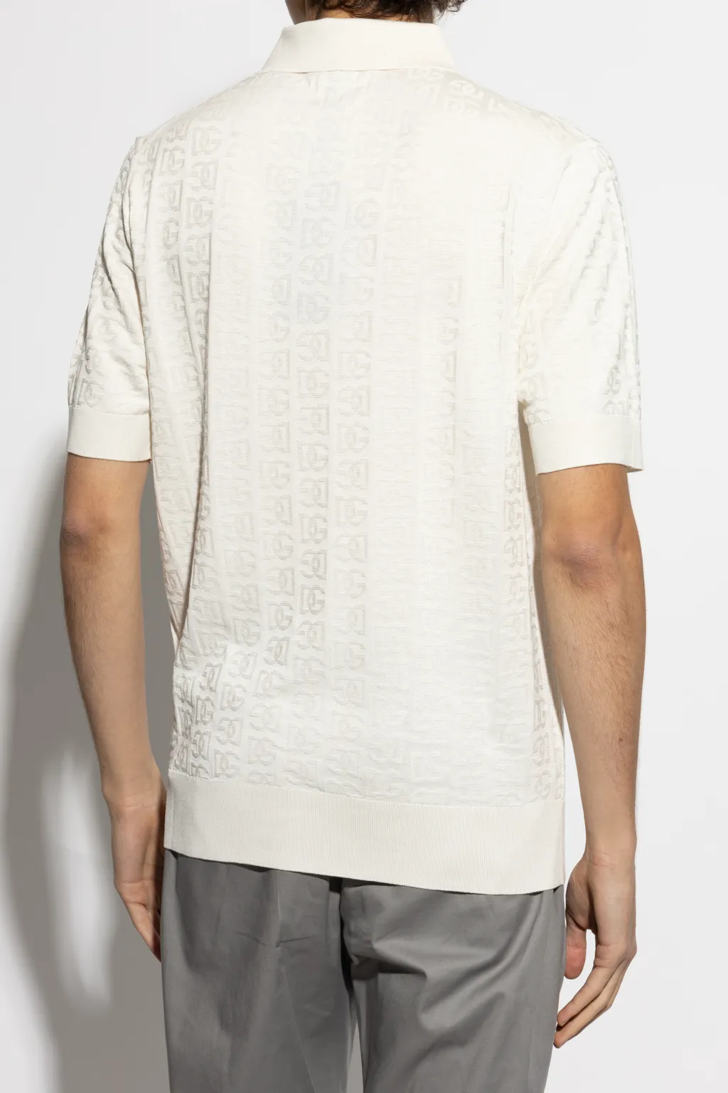 Dg Logo Jacquard Knitted Polo Shirt