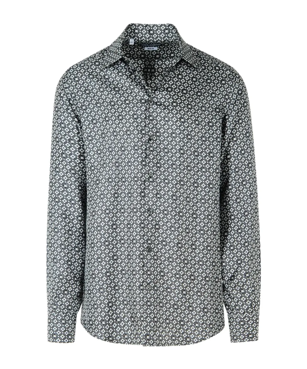 Patterned Curved Hem Shirt