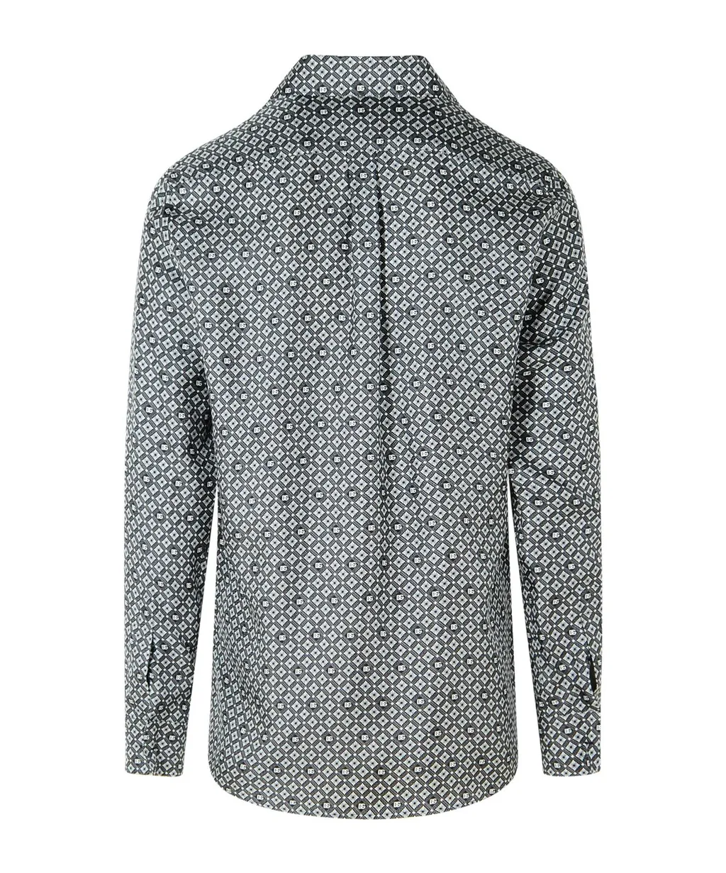 Patterned Curved Hem Shirt
