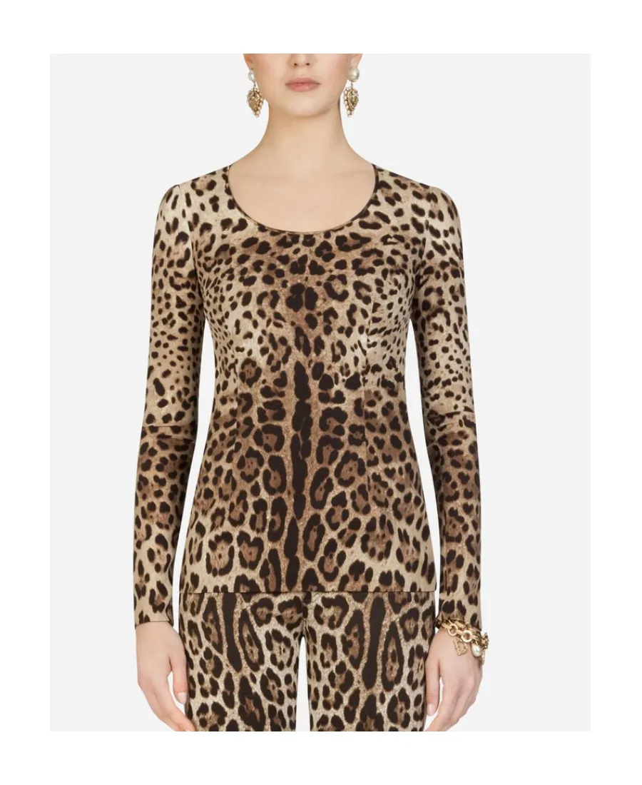 Leopard Printed Charmeuse Top