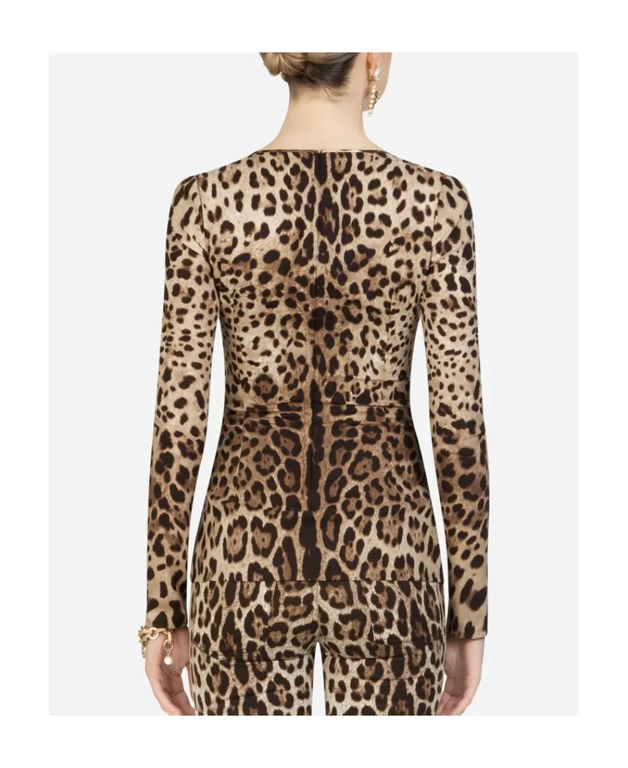 Leopard Printed Charmeuse Top