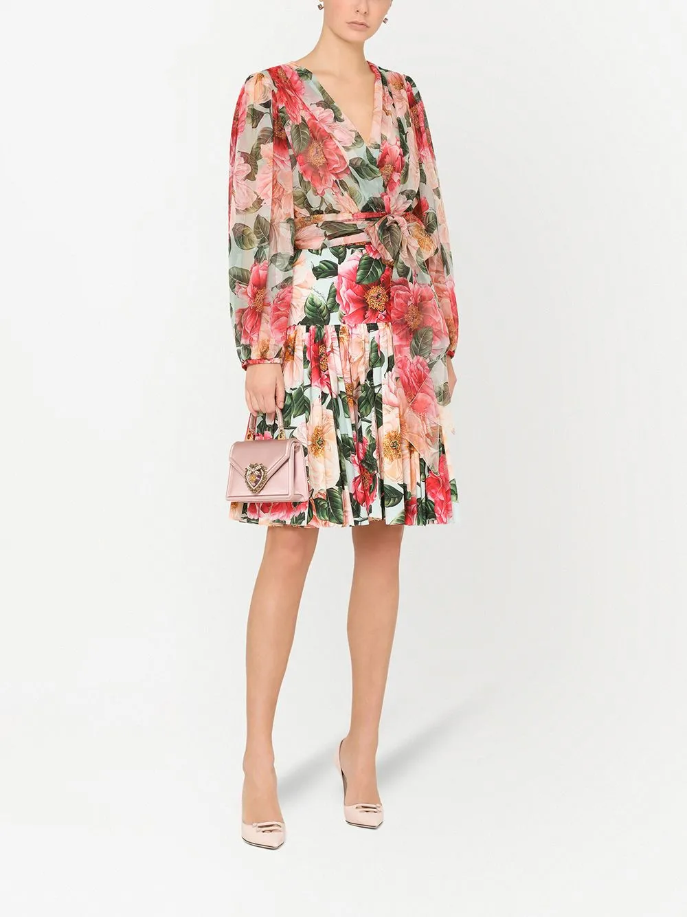 Floral-Print Pleated Skirt