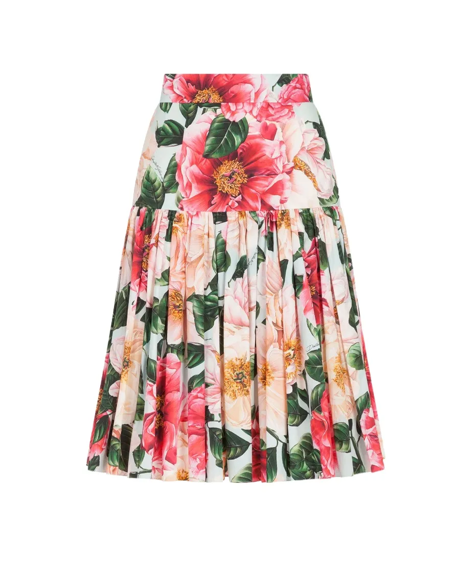 Floral-Print Pleated Skirt