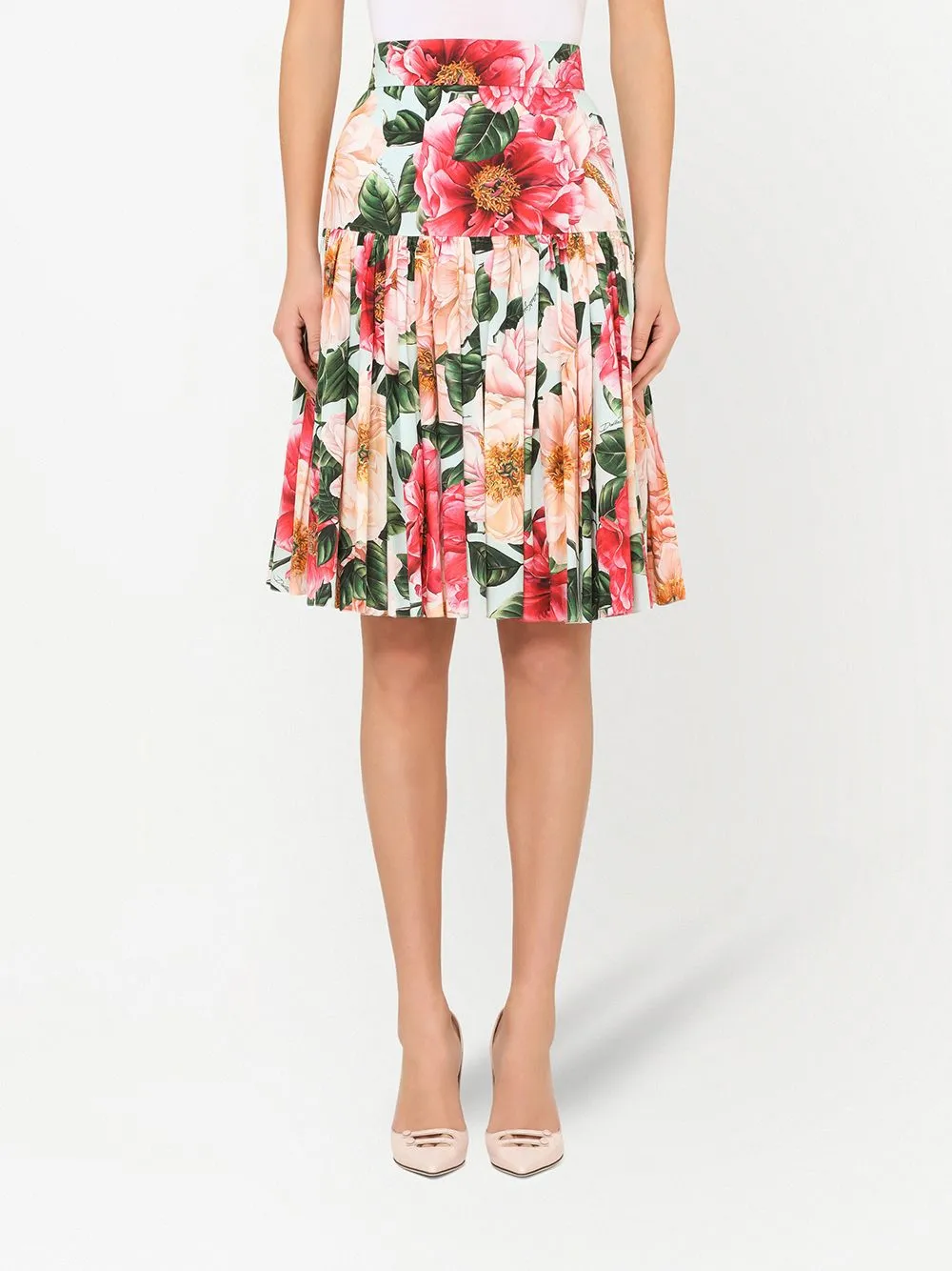Floral-Print Pleated Skirt