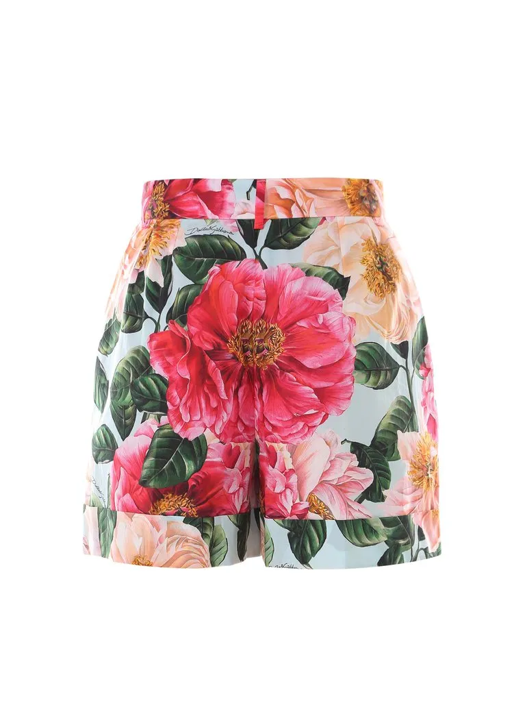 Floral-Print High-Waist Shorts