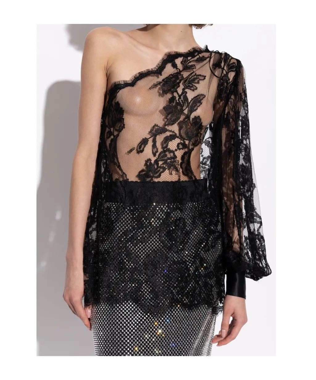 Chantilly Lace One-Shoulder Blouse