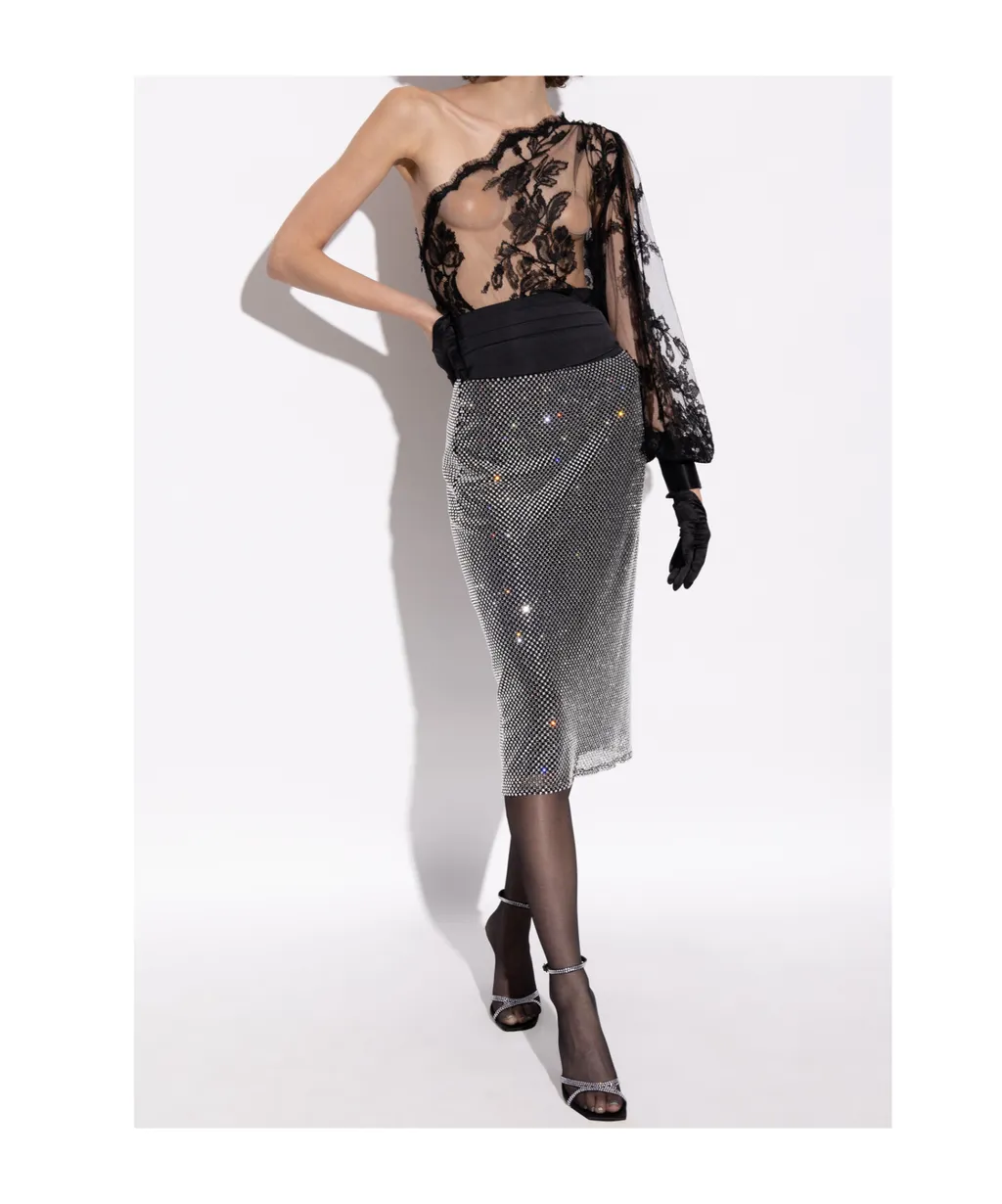 Chantilly Lace One-Shoulder Blouse