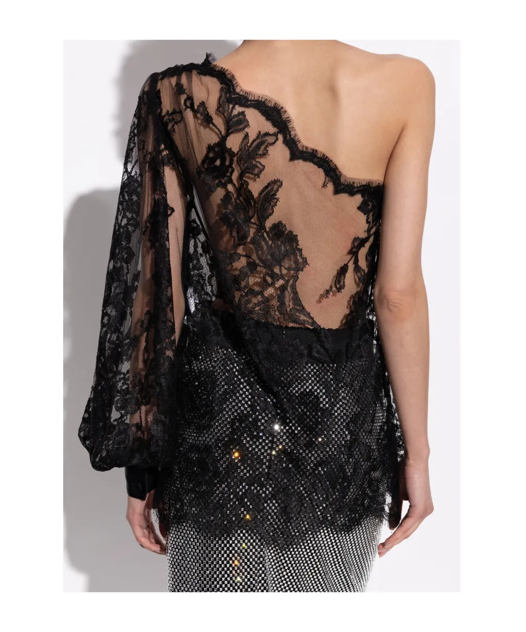 Chantilly Lace One-Shoulder Blouse