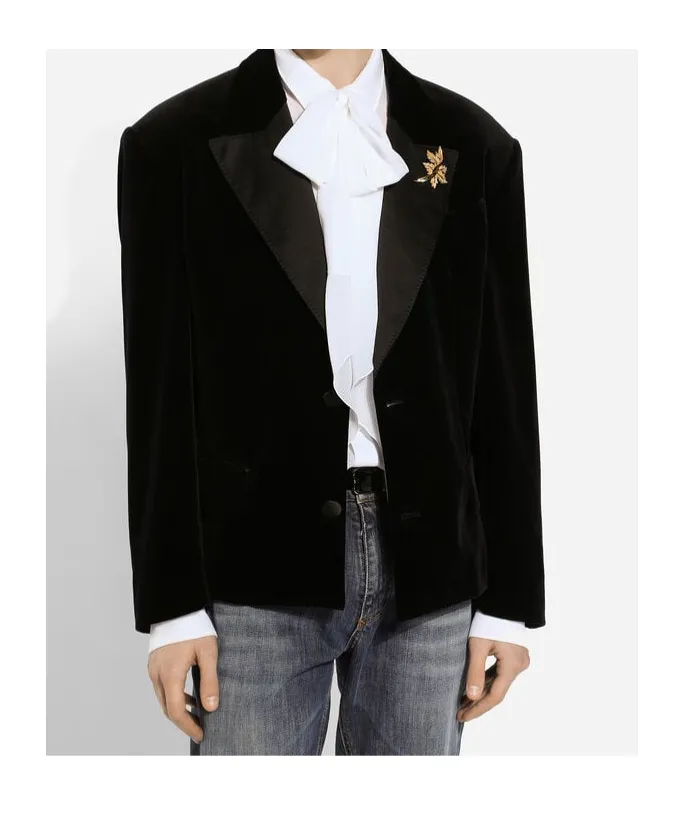 Oversize Single-Breasted Velvet Jacket