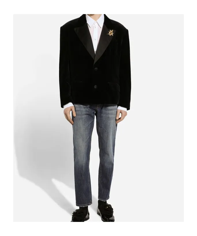 Oversize Single-Breasted Velvet Jacket