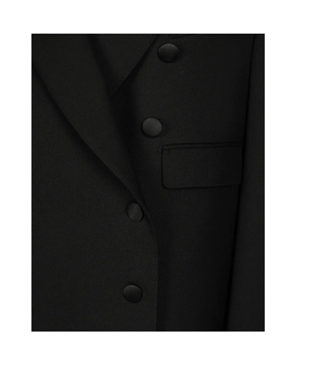 Long Double-Breasted Tuxedo Coat