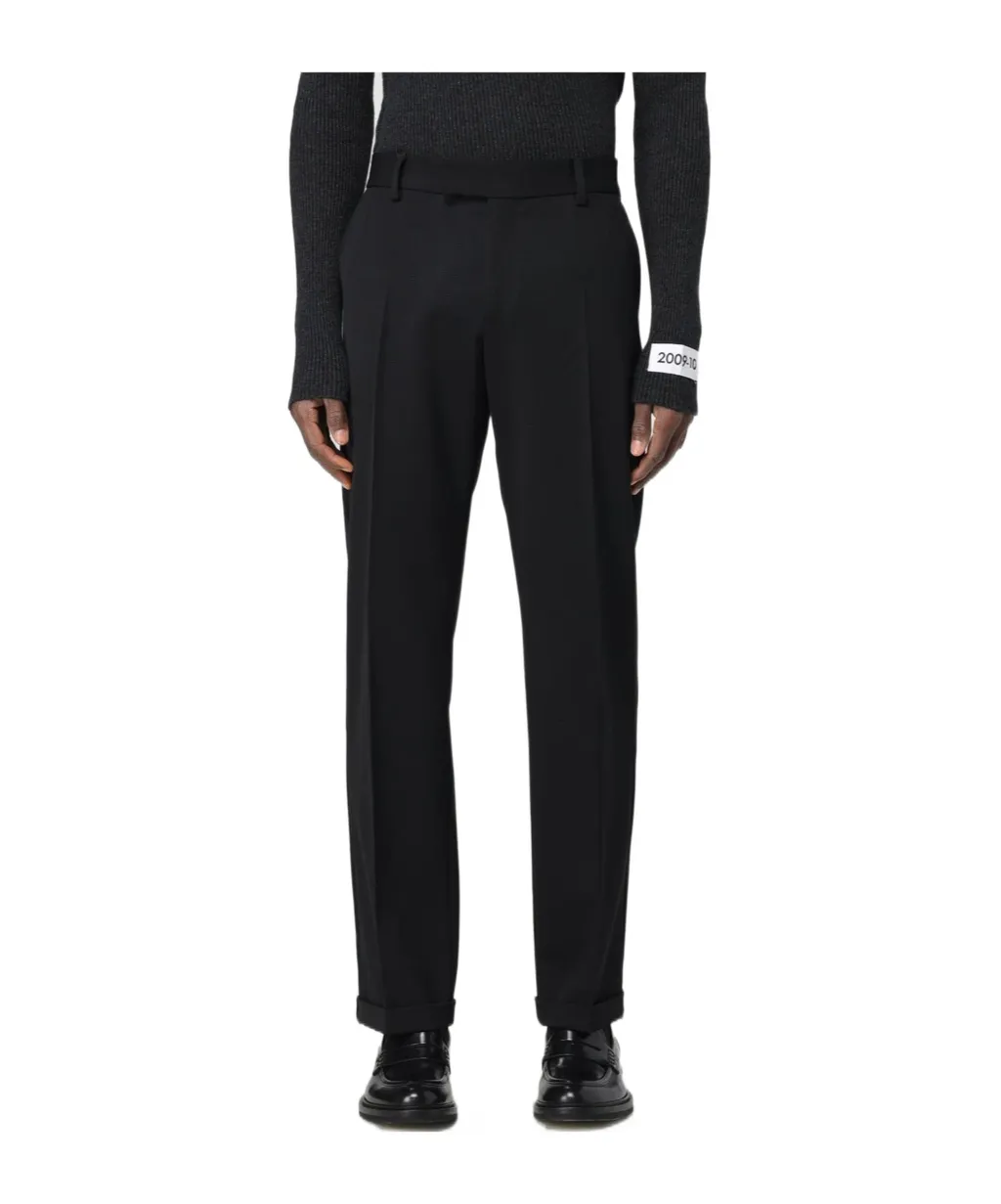 Straight Leg Turn-Up Hem Trousers