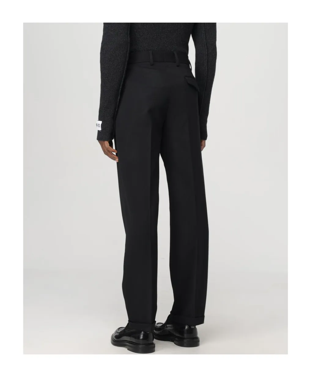 Straight Leg Turn-Up Hem Trousers