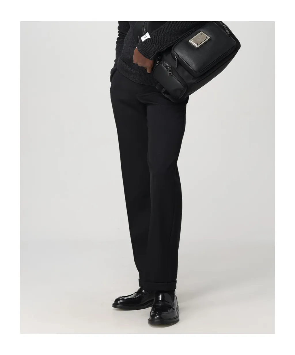 Straight Leg Turn-Up Hem Trousers
