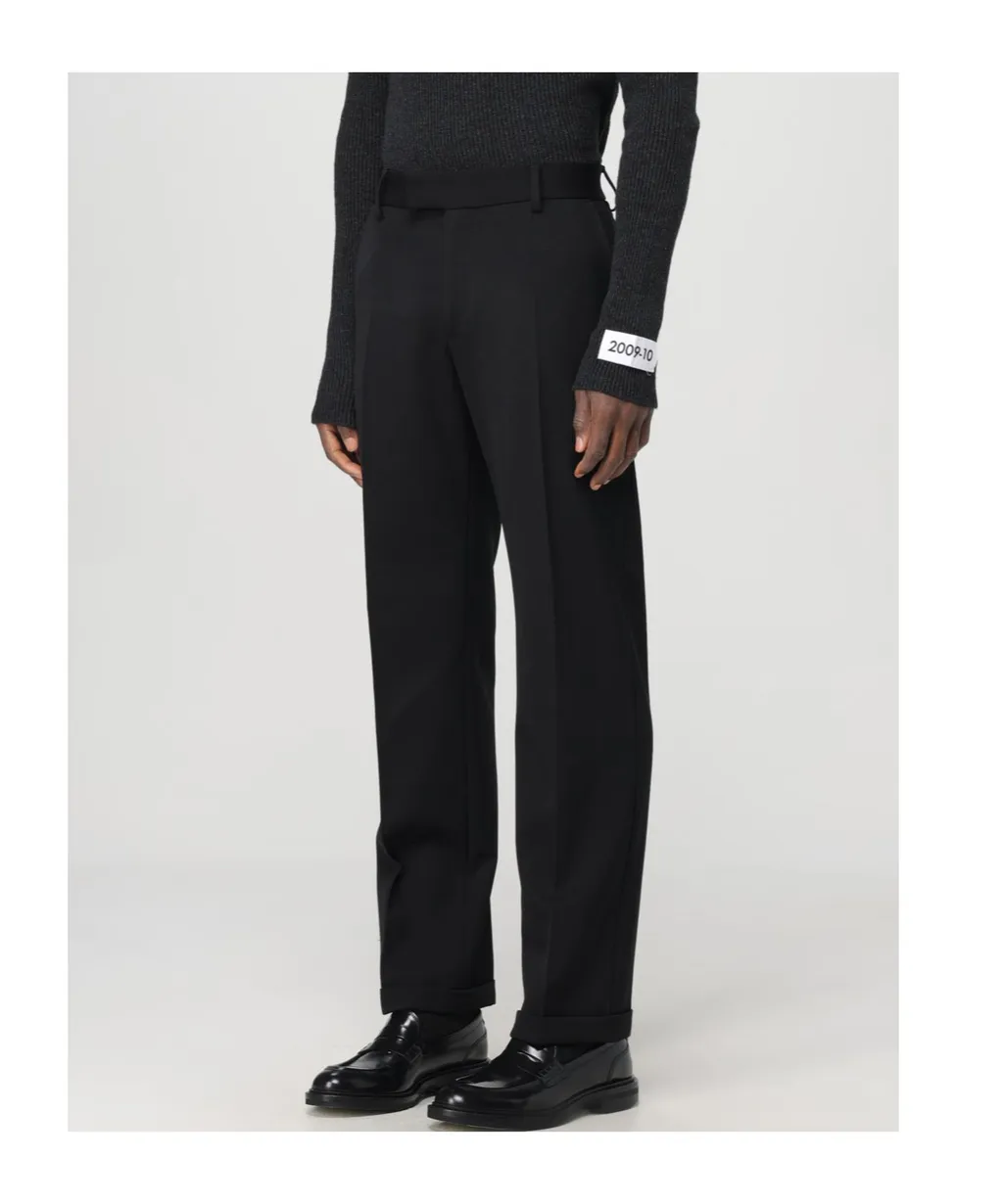 Straight Leg Turn-Up Hem Trousers