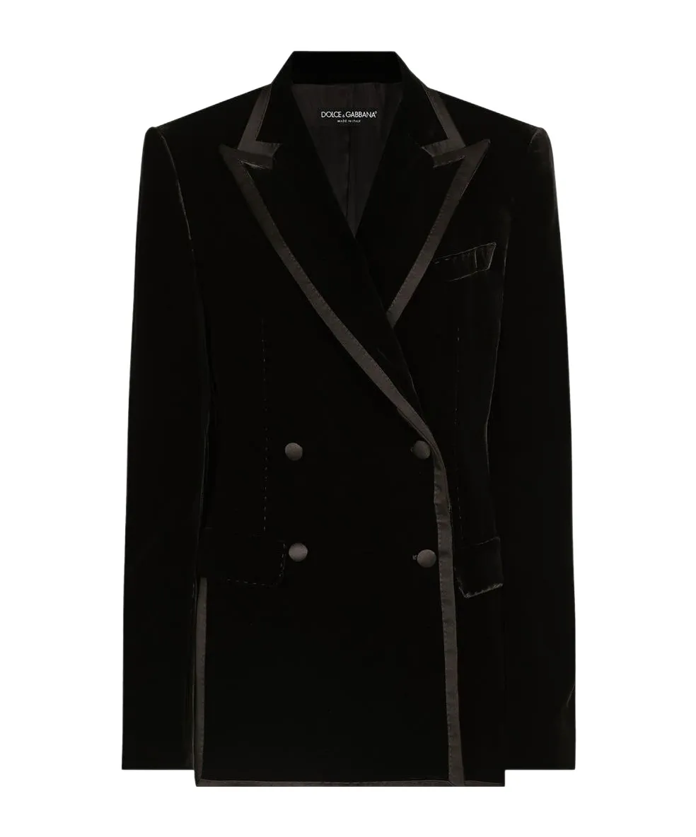Double Breasted Velvet Blazer