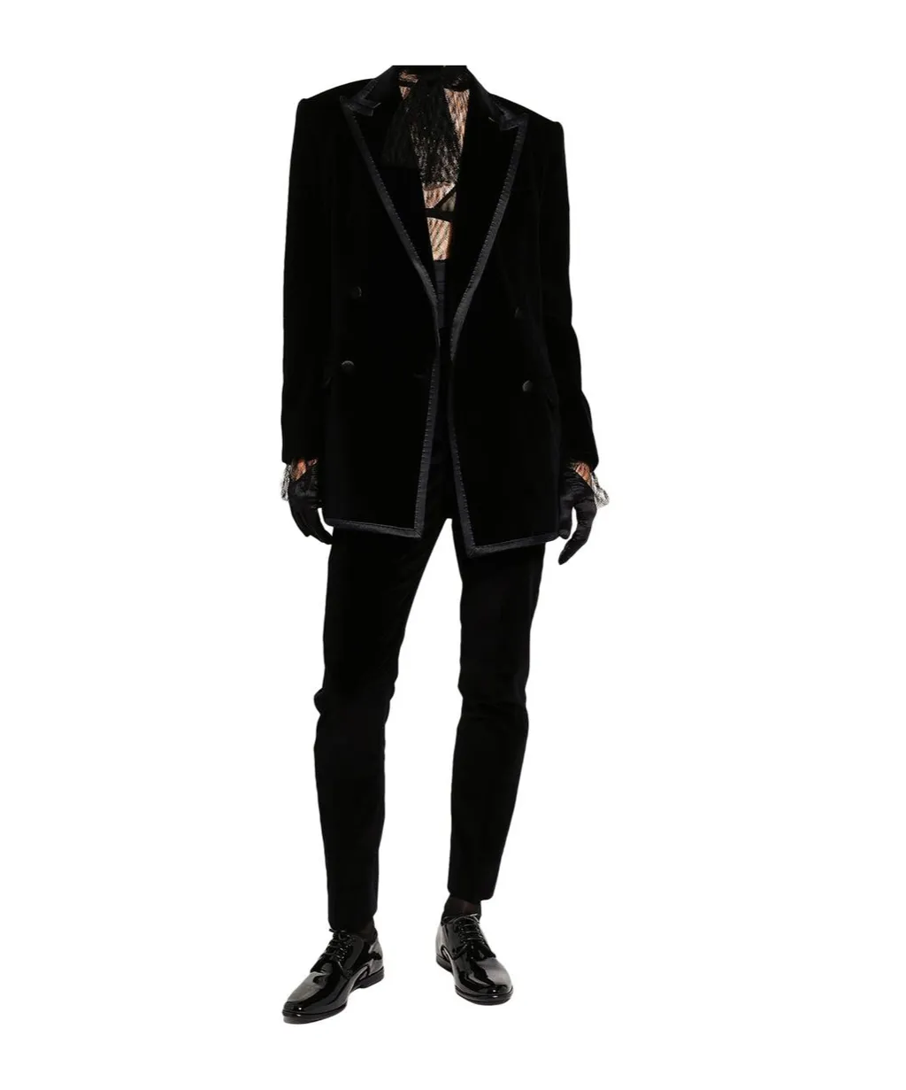 Double Breasted Velvet Blazer
