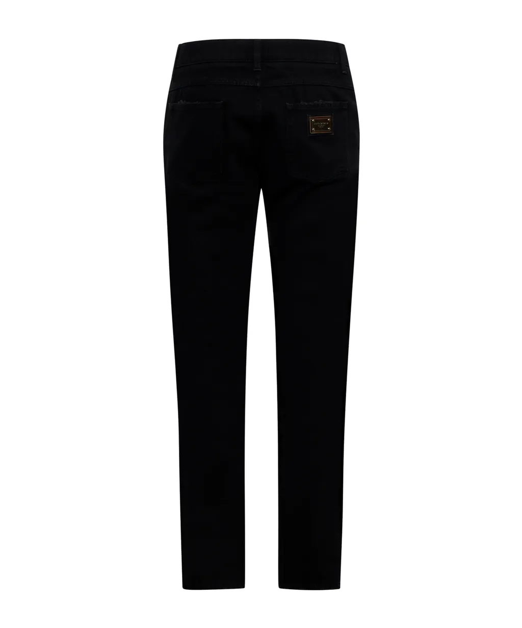 Logo Patch Ripped Jeans