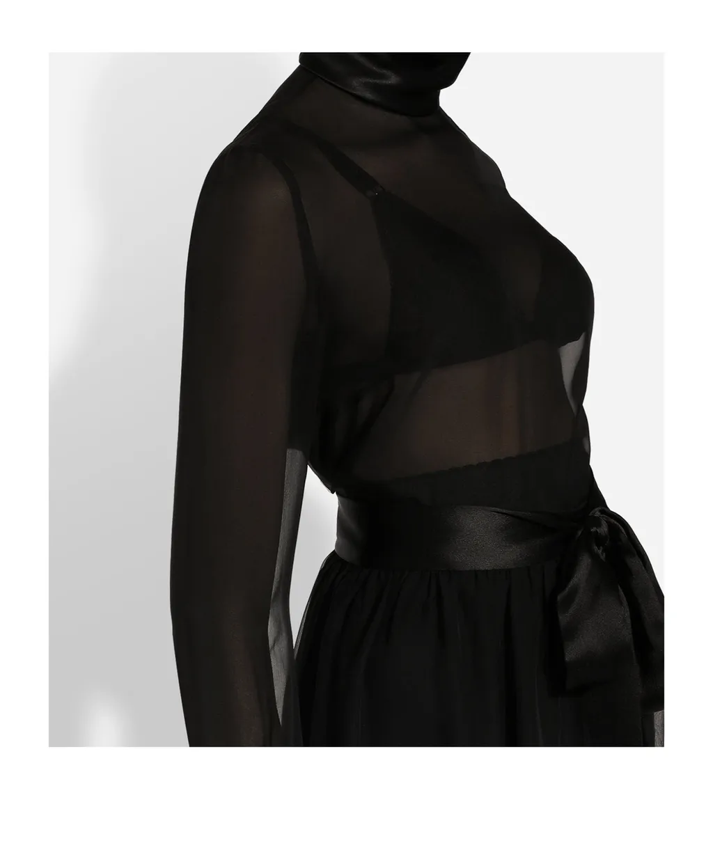 Satin Detailed Chiffon Blouse