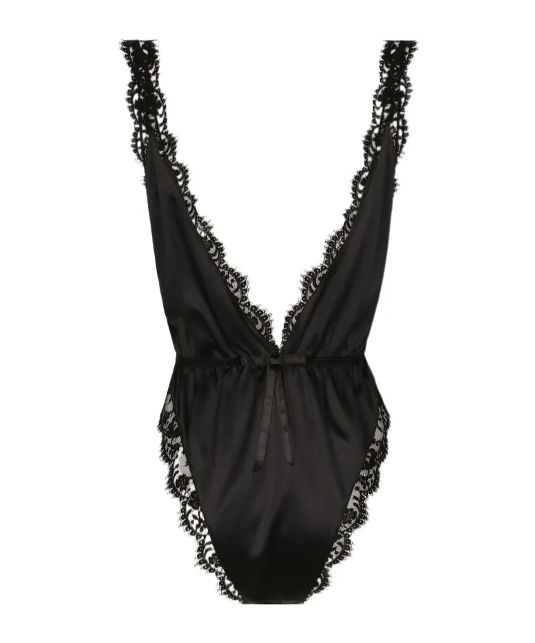 High-Cut Leg Satin Bodysuit