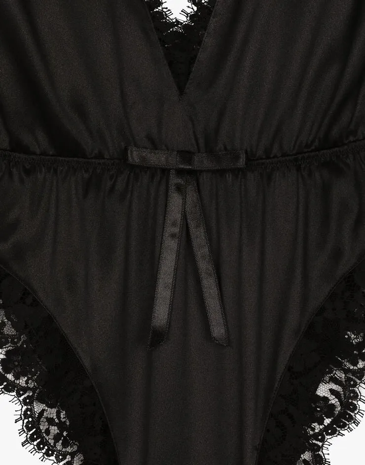 High-Cut Leg Satin Bodysuit