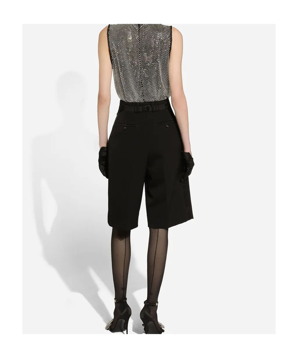 Gabardine Tuxedo Bermuda Shorts