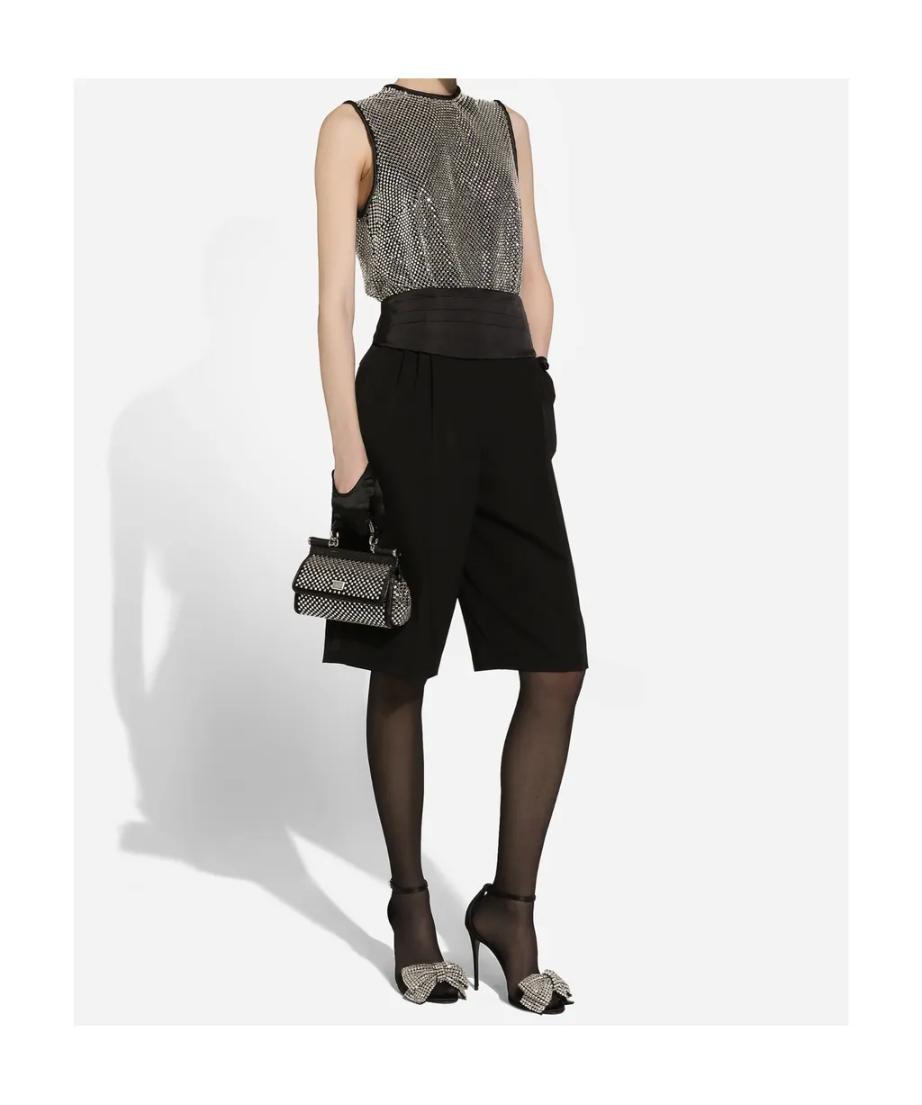 Gabardine Tuxedo Bermuda Shorts
