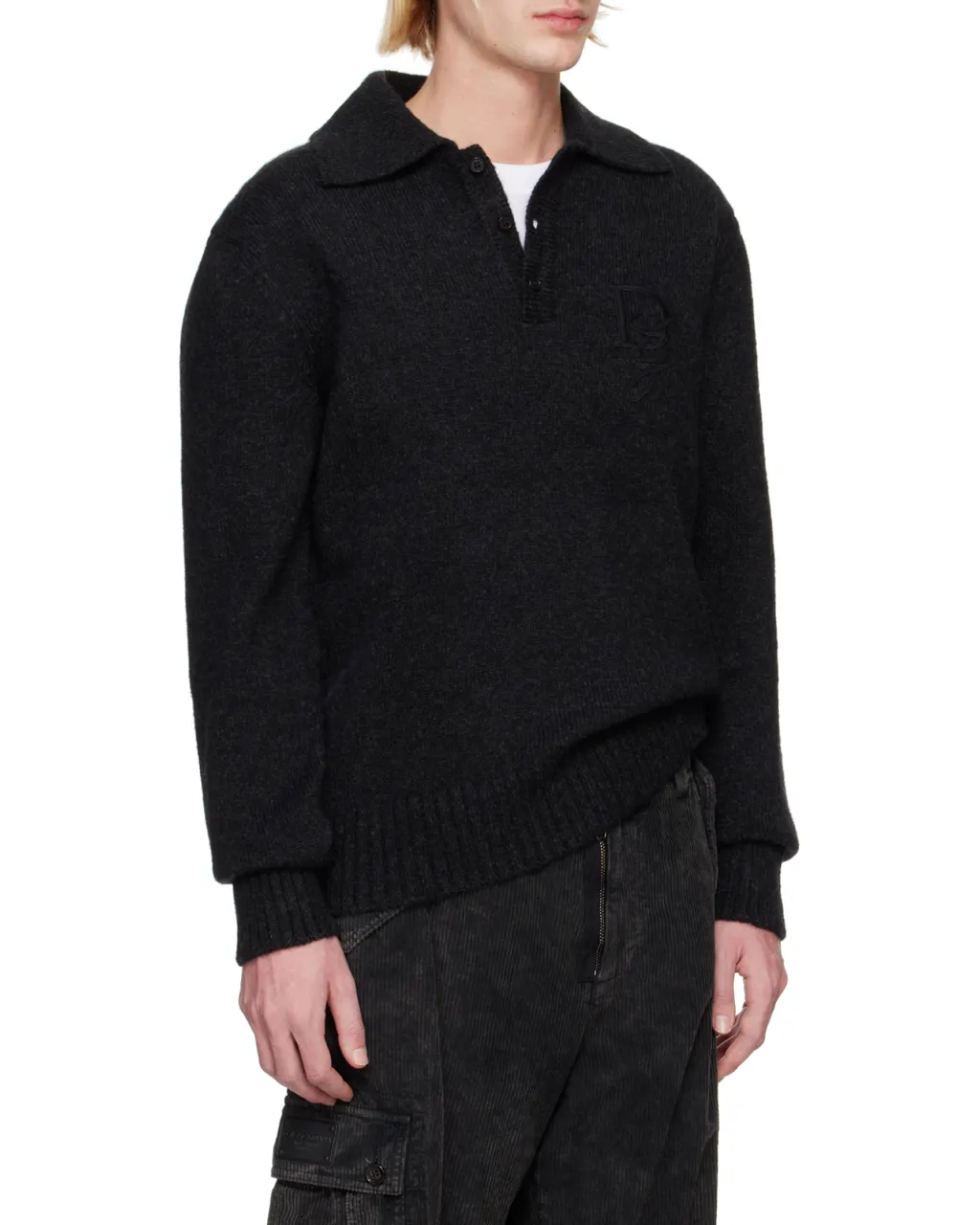 Dg Logo Embroidered Knitted Polo Shirt