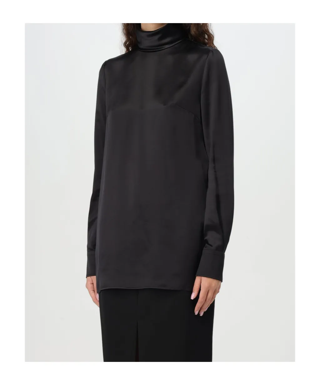 High Neck Satin Blouse