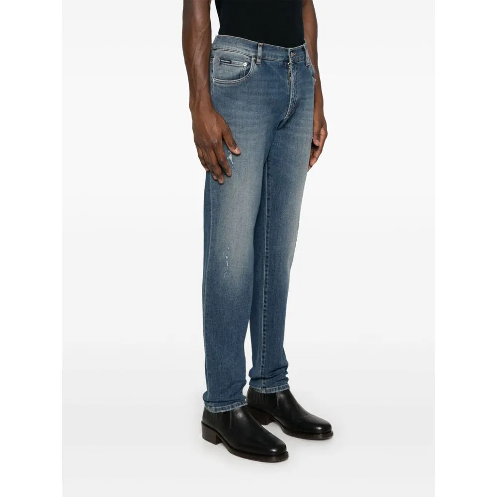 Mid-Rise Ripped Denim Jeans