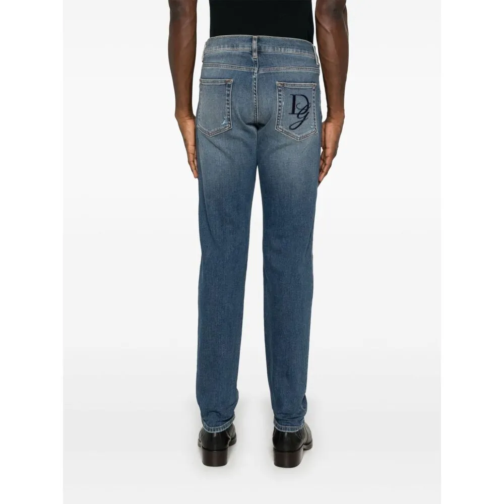 Mid-Rise Ripped Denim Jeans