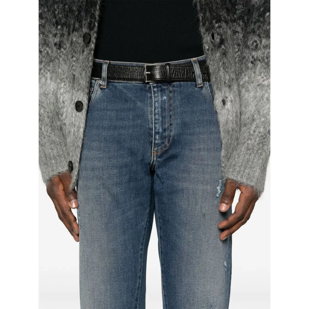 Mid-Rise Ripped Denim Jeans