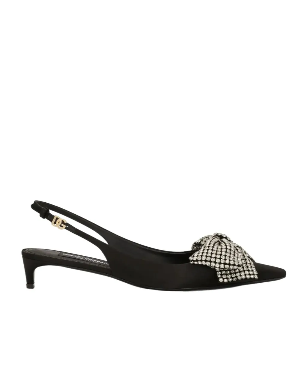 Embellished Satin Slingbacks
